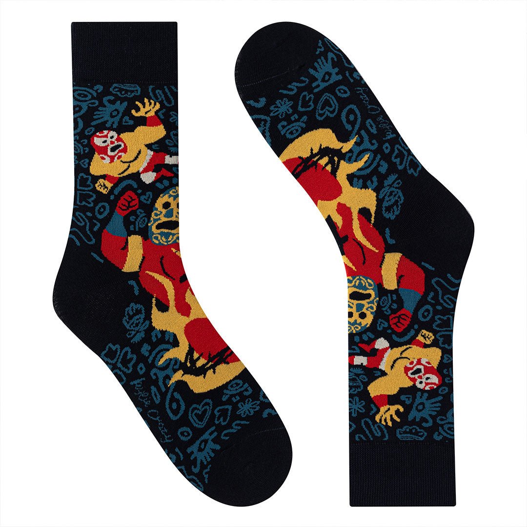 Calcetines divertidos de algodón "sin costuras". LUCHADOR MEXICANO - Kylie Crazy