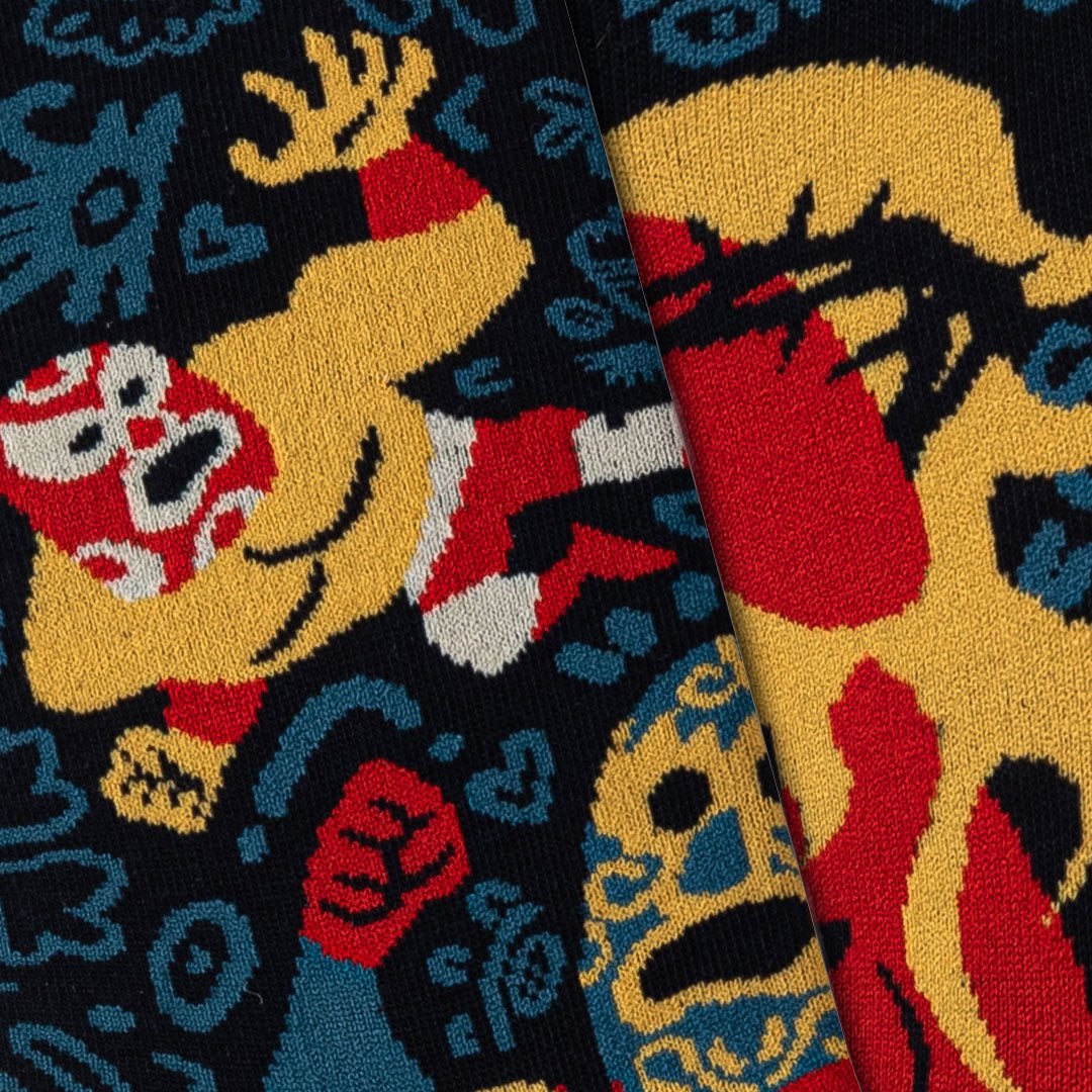 Calcetines divertidos de algodón "sin costuras". LUCHADOR MEXICANO - Kylie Crazy