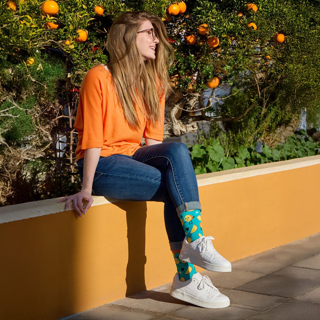 Calcetines divertidos de algodón "sin costuras" NARANJA - Kylie Crazy