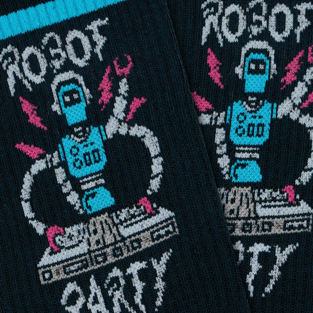 Calcetines divertidos de algodón "sin costuras". Robot Party - Kylie Crazy