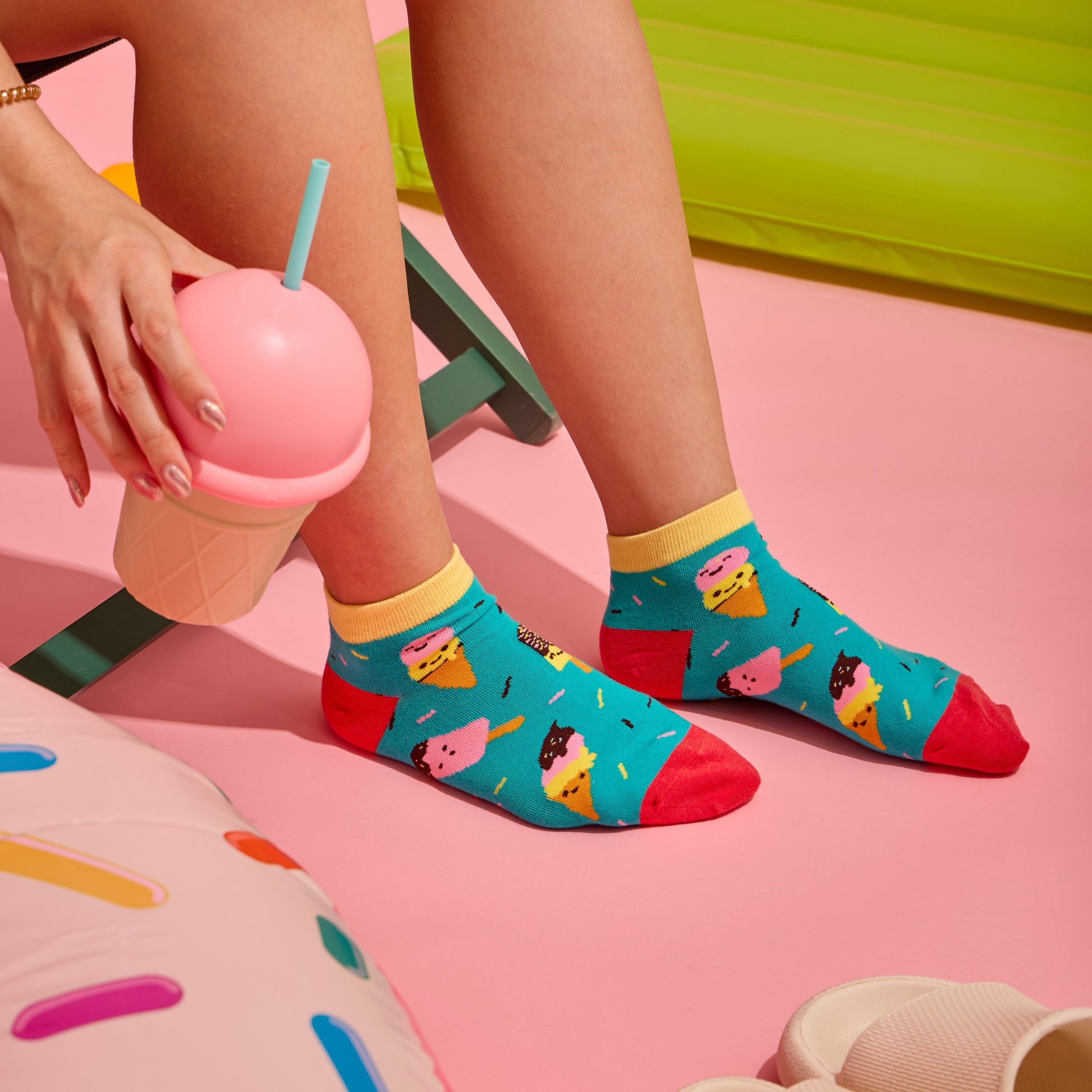 Calcetines tobilleros alegres de algodón HELADOS - Kylie Crazy