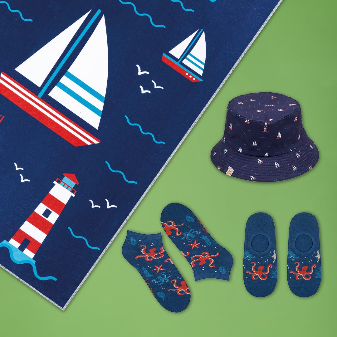 Pack verano divertido "marino" Toalla + gorro + calcetines - Kylie Crazy