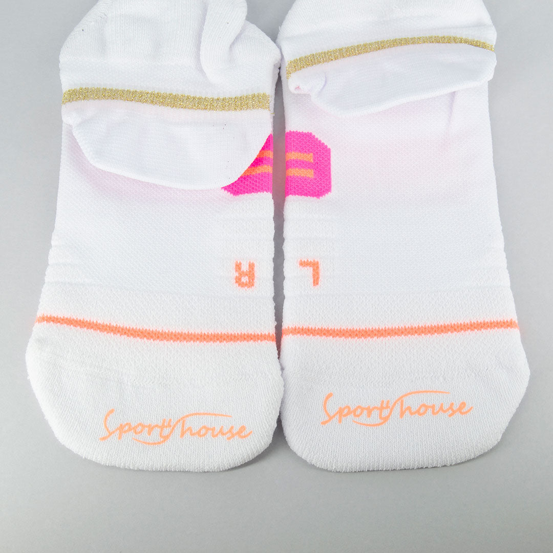 Calcetines deportivos técnicos cortos de compresión. Anatómicos sin costuras anti hongos, color Blanco-Kylie Crazy