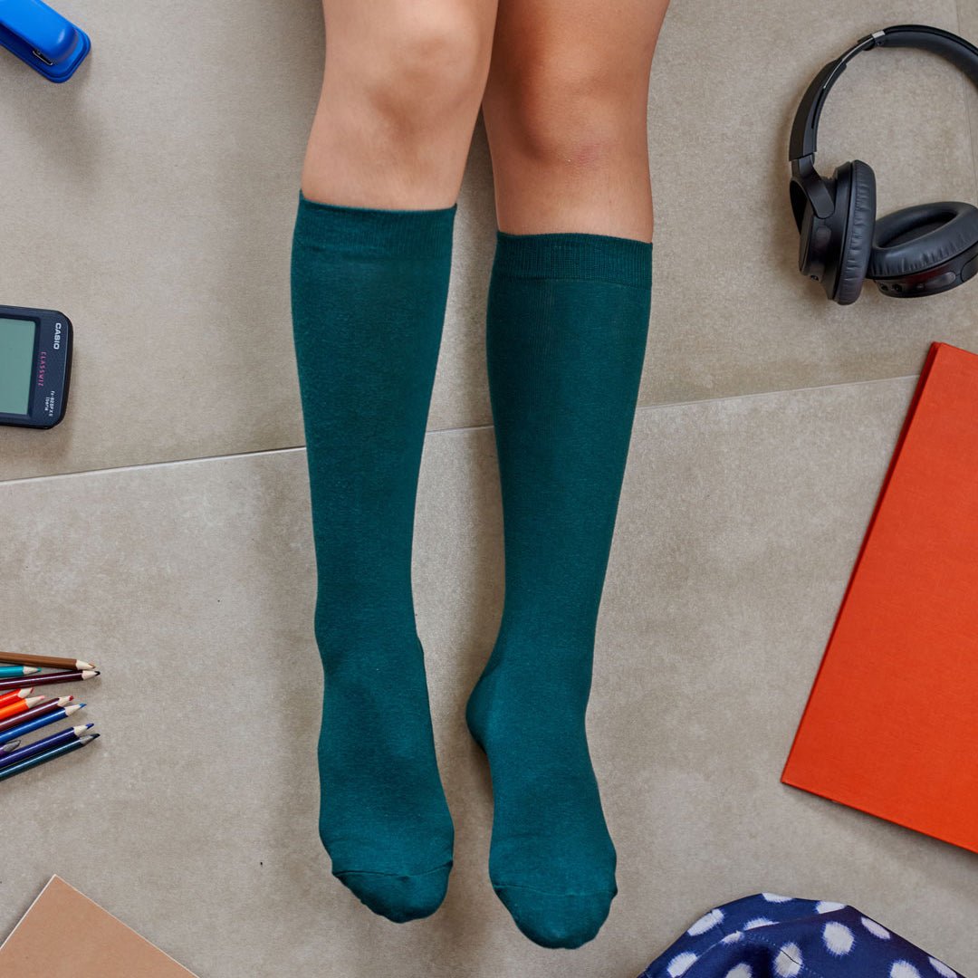 Calcetines colegiales verdes largos para niñ@-Kylie Crazy