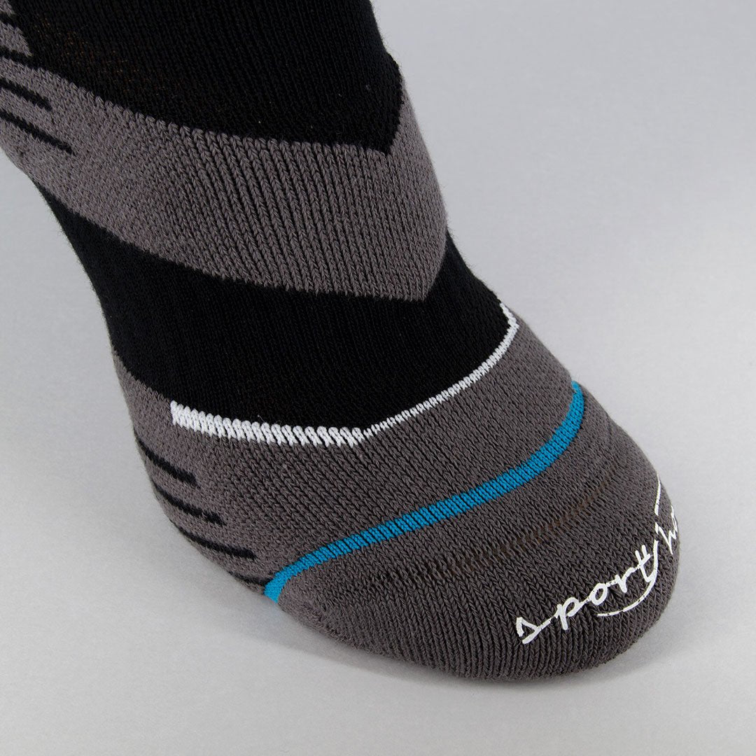 Calcetines de hombre largos para ESQUI con acolchados técnicos por zonas, especiales para frio, Negro-Kylie Crazy