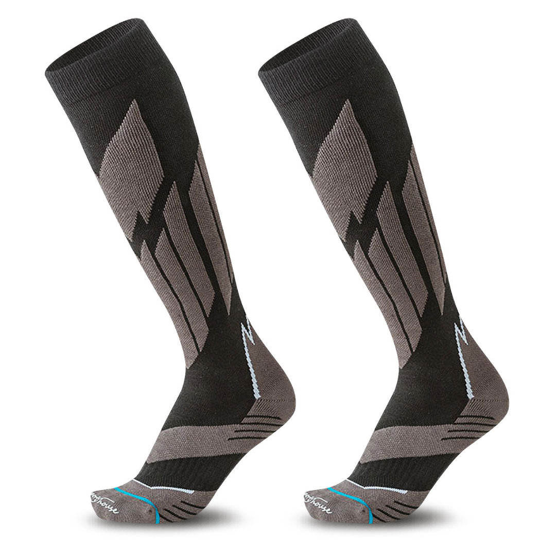 Calcetines de hombre largos para ESQUI con acolchados técnicos por zonas, especiales para frio, Negro-Kylie Crazy