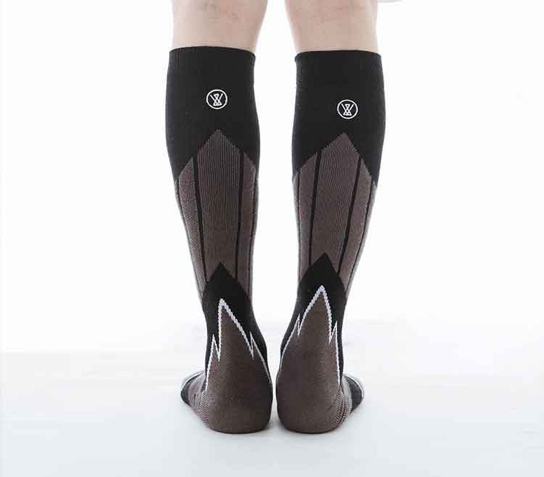 Calcetines de hombre largos para ESQUI con acolchados técnicos por zonas, especiales para frio, Negro-Kylie Crazy