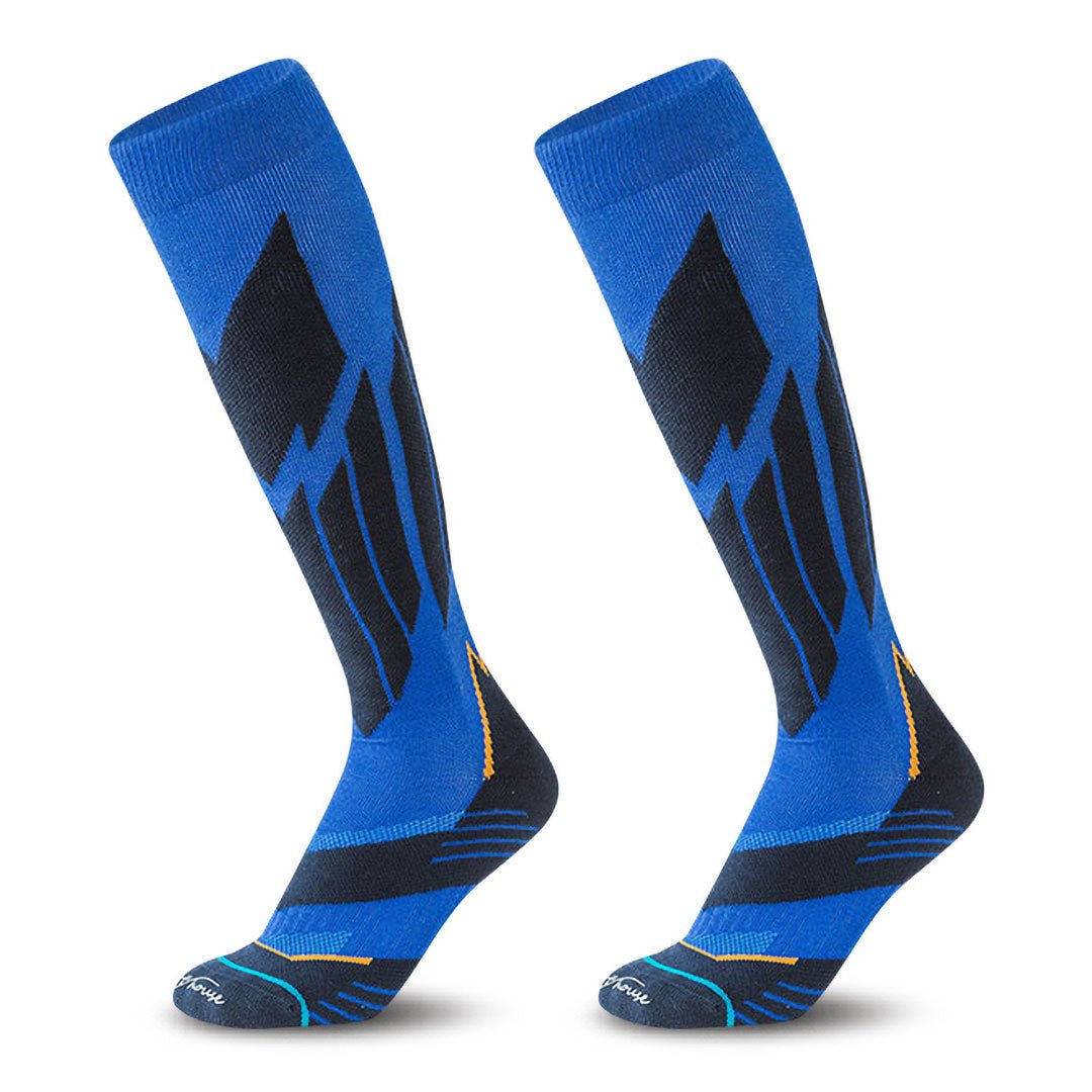 Calcetines de hombre largos para ESQUI con acolchados técnicos por zonas, especiales para frio, Azul-Kylie Crazy