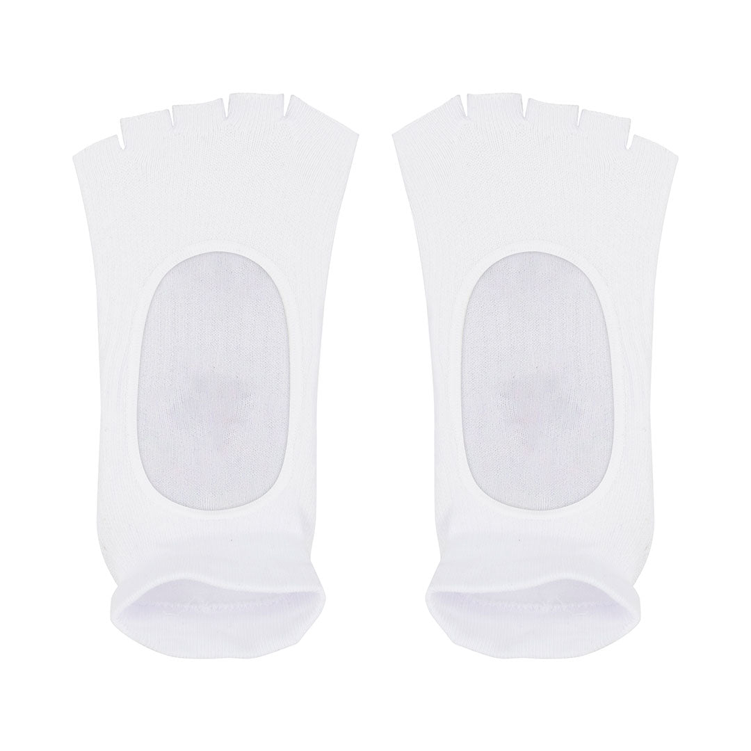 Calcetines Yoga blancos para mujer con punta abierta sin espalda-Kylie Crazy