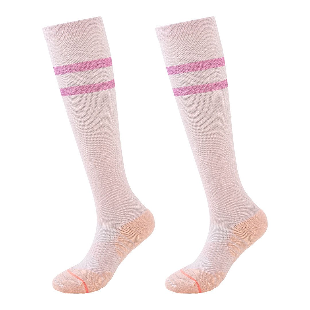 Calcetines deportivos técnicos de compresión, caña alta. Anatómicos sin costuras anti hongos, color Rosa-Kylie Crazy