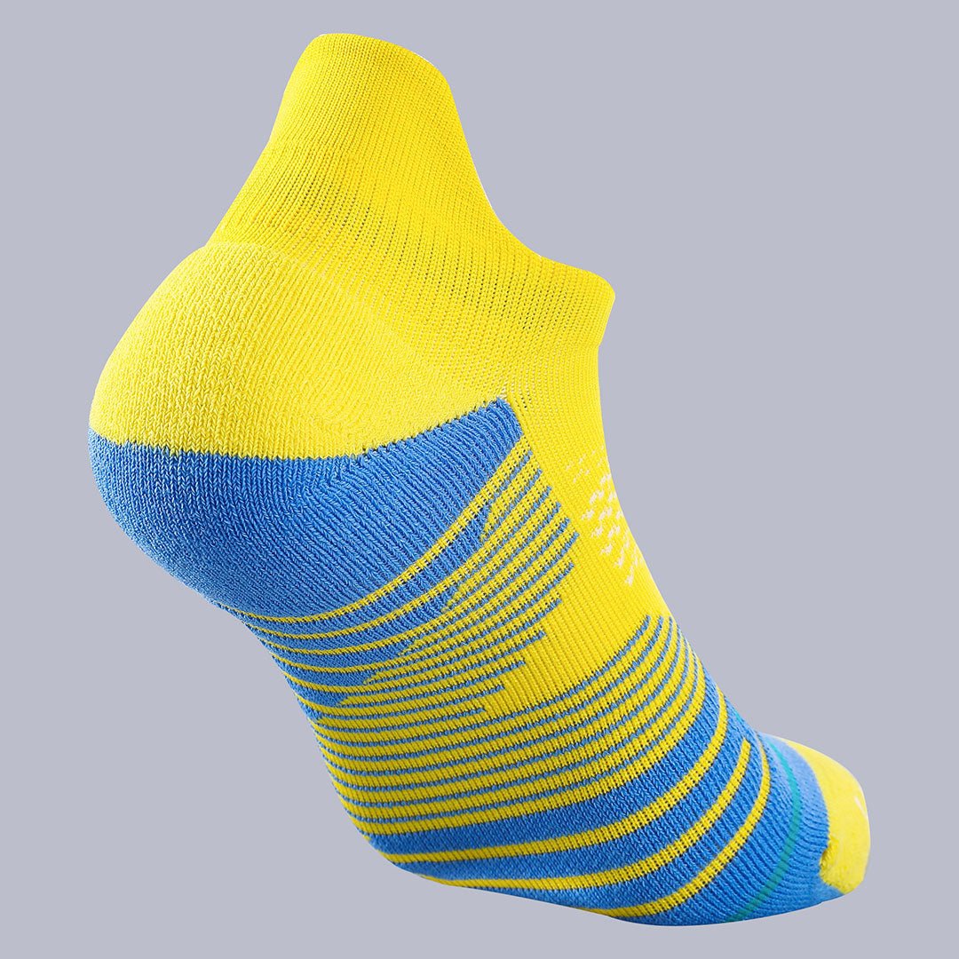 Calcetines deportivos técnicos cortos de compresión. Anatómicos sin costuras anti hongos, color Amarillo-Kylie Crazy
