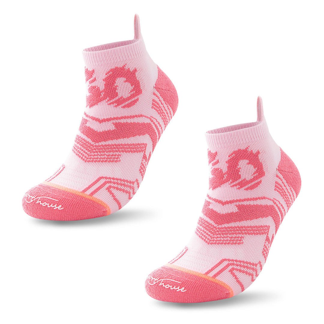 Calcetines deportivos técnicos cortos de compresión. Anatómicos sin costuras anti hongos, color Rosa-Kylie Crazy
