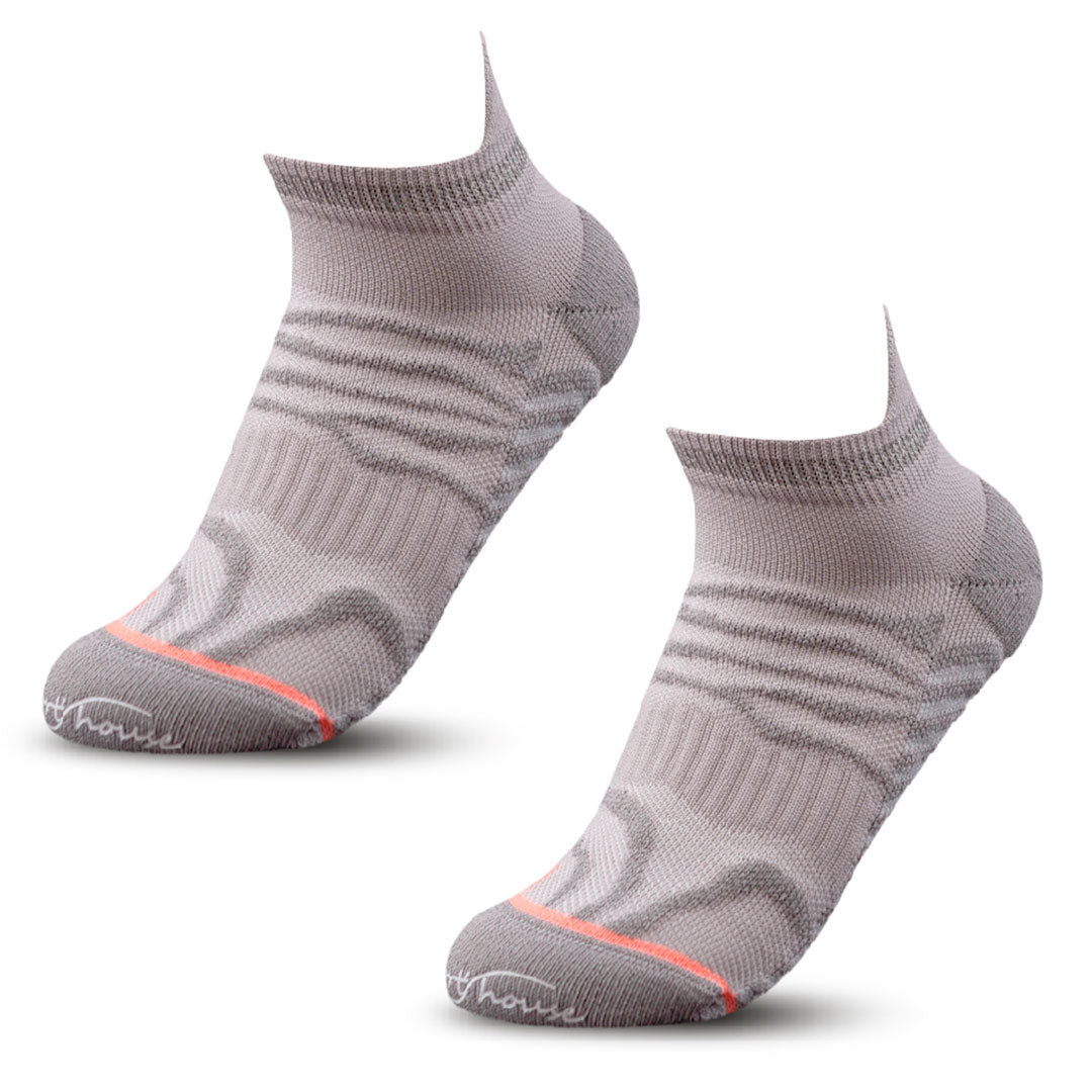Calcetines deportivos técnicos cortos de compresión. Anatómicos sin costuras anti hongos, color Gris-Kylie Crazy