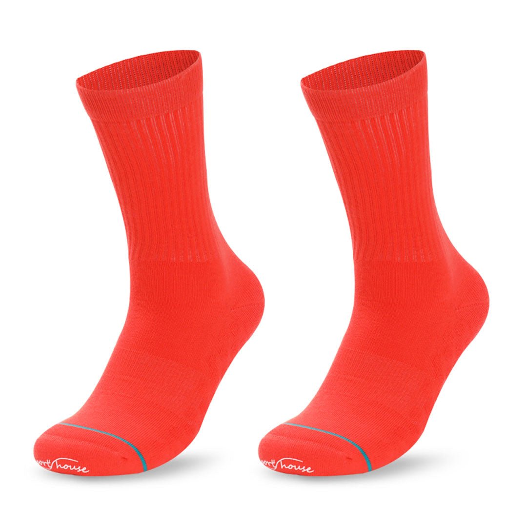 Calcetines deportivos técnicos de compresión, media caña. Anatómicos sin costuras anti hongos, color Rojo-Kylie Crazy