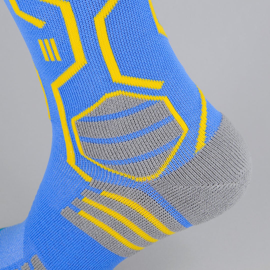 Calcetines deportivos técnicos de compresión, media caña. Anatómicos sin costuras anti hongos, color Azul-Kylie Crazy