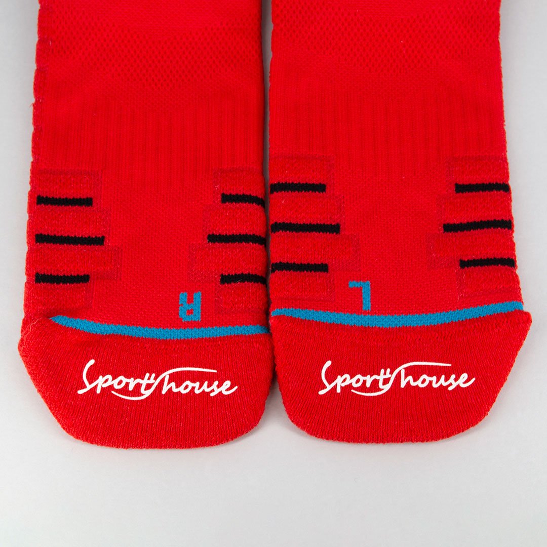Calcetines deportivos técnicos de compresión, media caña. Anatómicos sin costuras anti hongos, color Rojo-Kylie Crazy