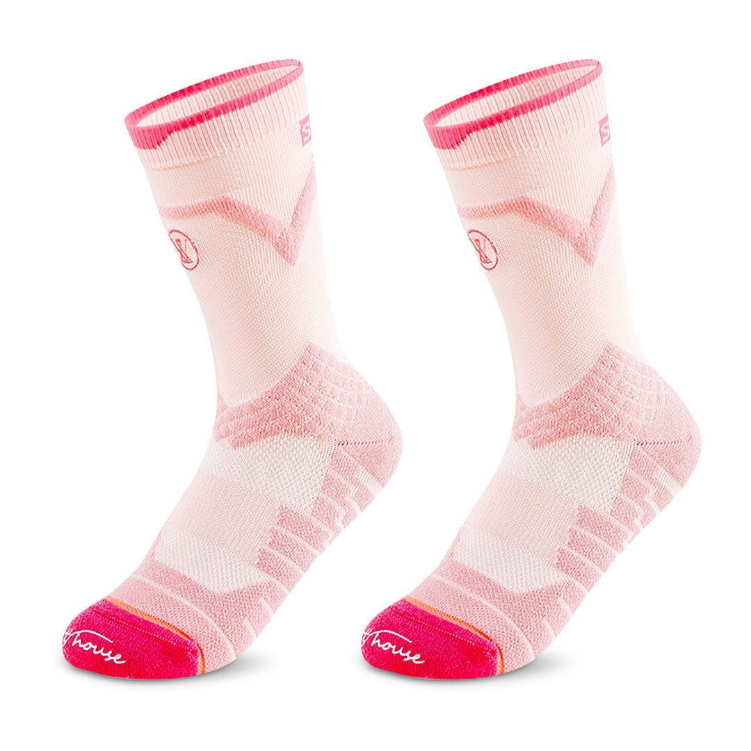 Calcetines deportivos técnicos de compresión, media caña. Anatómicos sin costuras anti hongos, color Rosa-Kylie Crazy