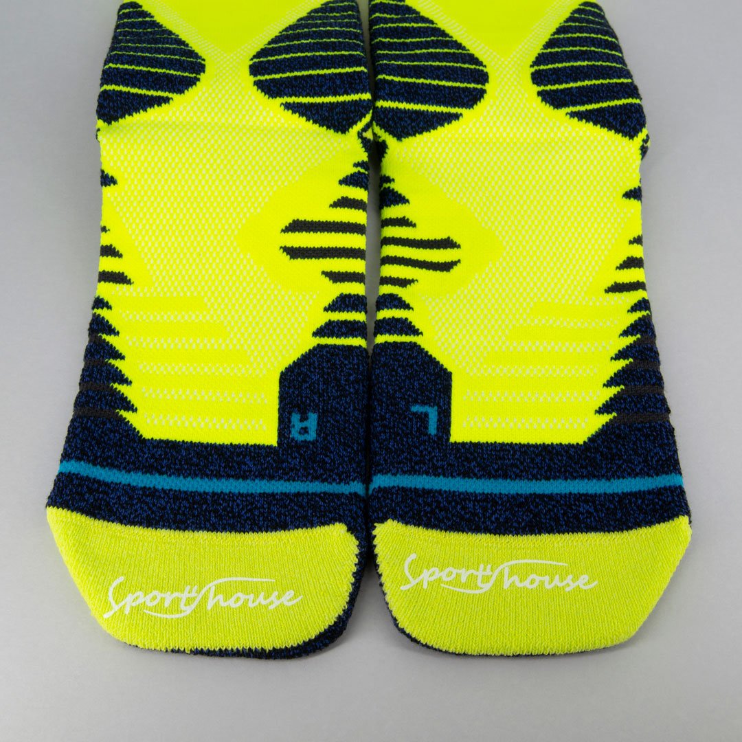 Calcetines para ciclismo amarillo de hombre con acolchado técnico por zonas y ajustes sin costuras.-Kylie Crazy