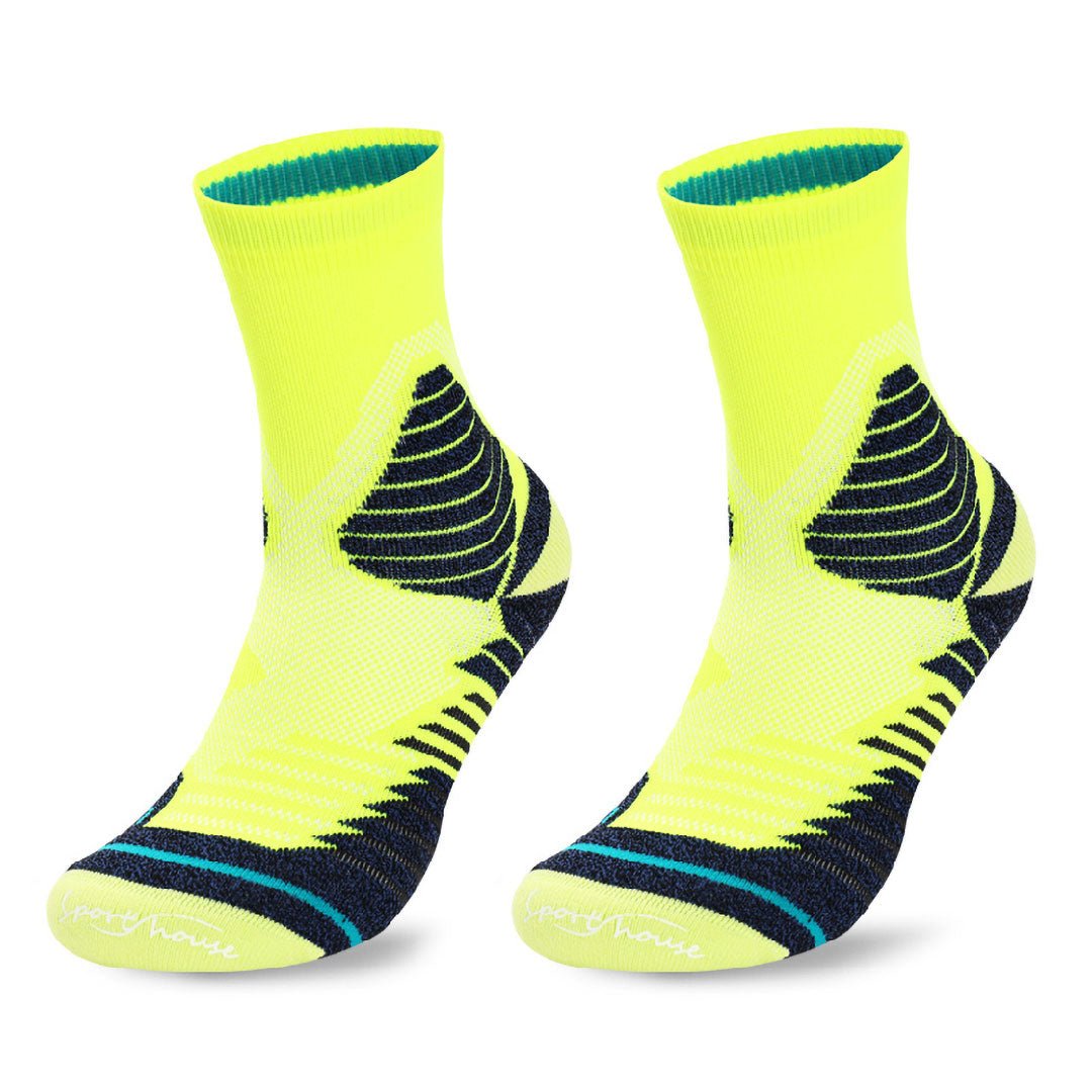Calcetines para ciclismo amarillo de hombre con acolchado técnico por zonas y ajustes sin costuras.-Kylie Crazy