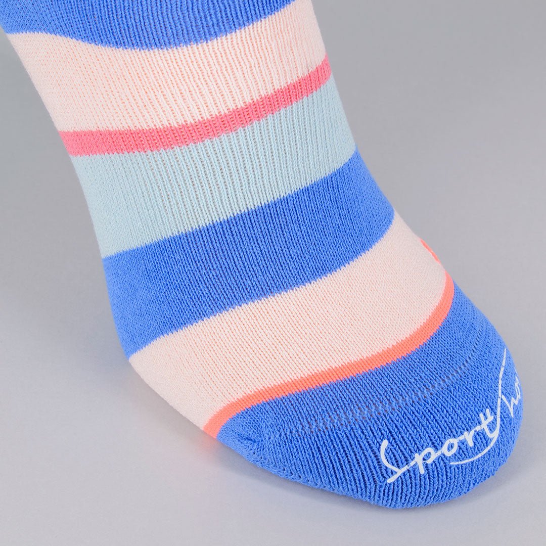 Calcetines deportivos técnicos cortos de compresión. Anatómicos sin costuras anti hongos, color azul-Kylie Crazy