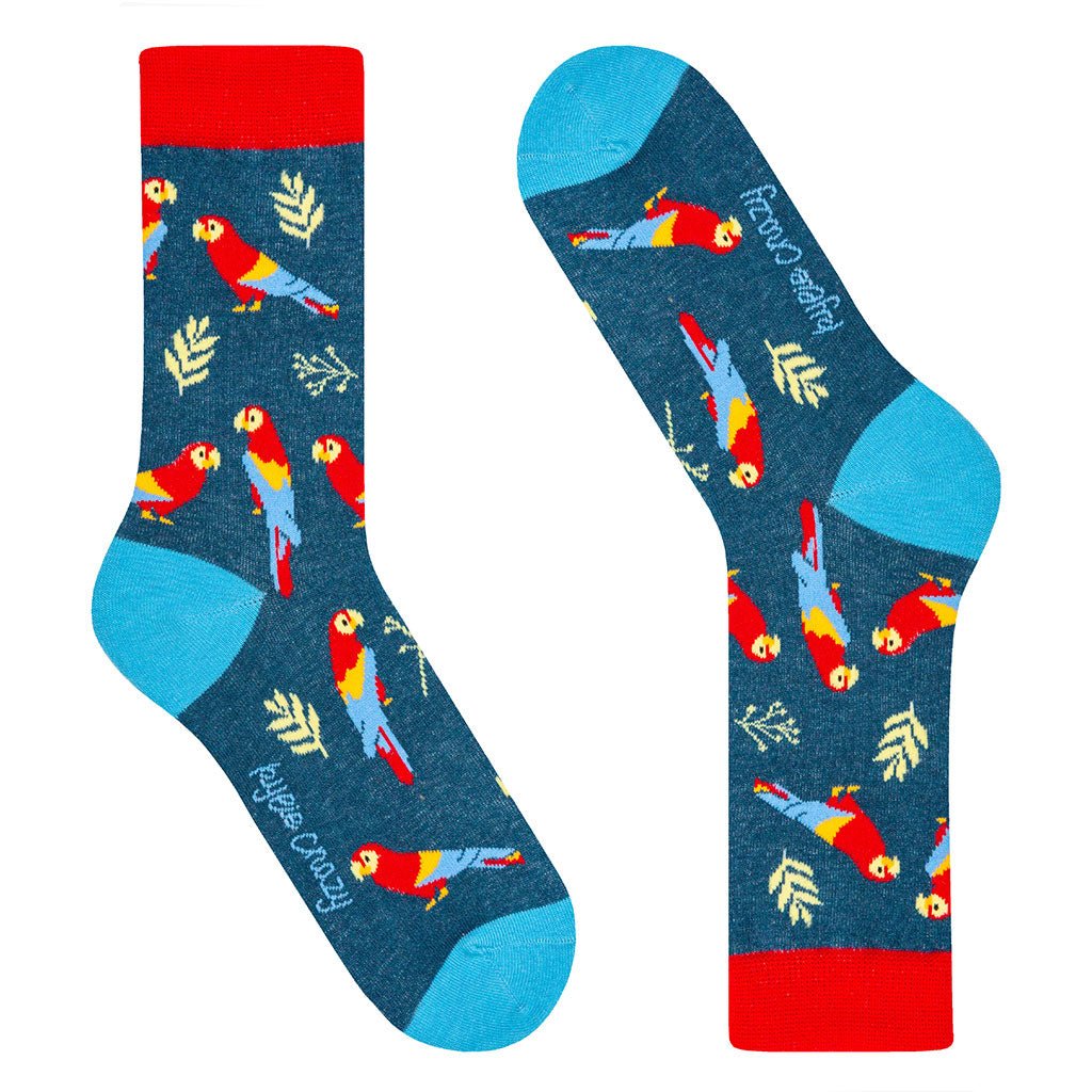 Calcetines divertidos de algodón para niño, resistentes y originales "Loros"-Kylie Crazy