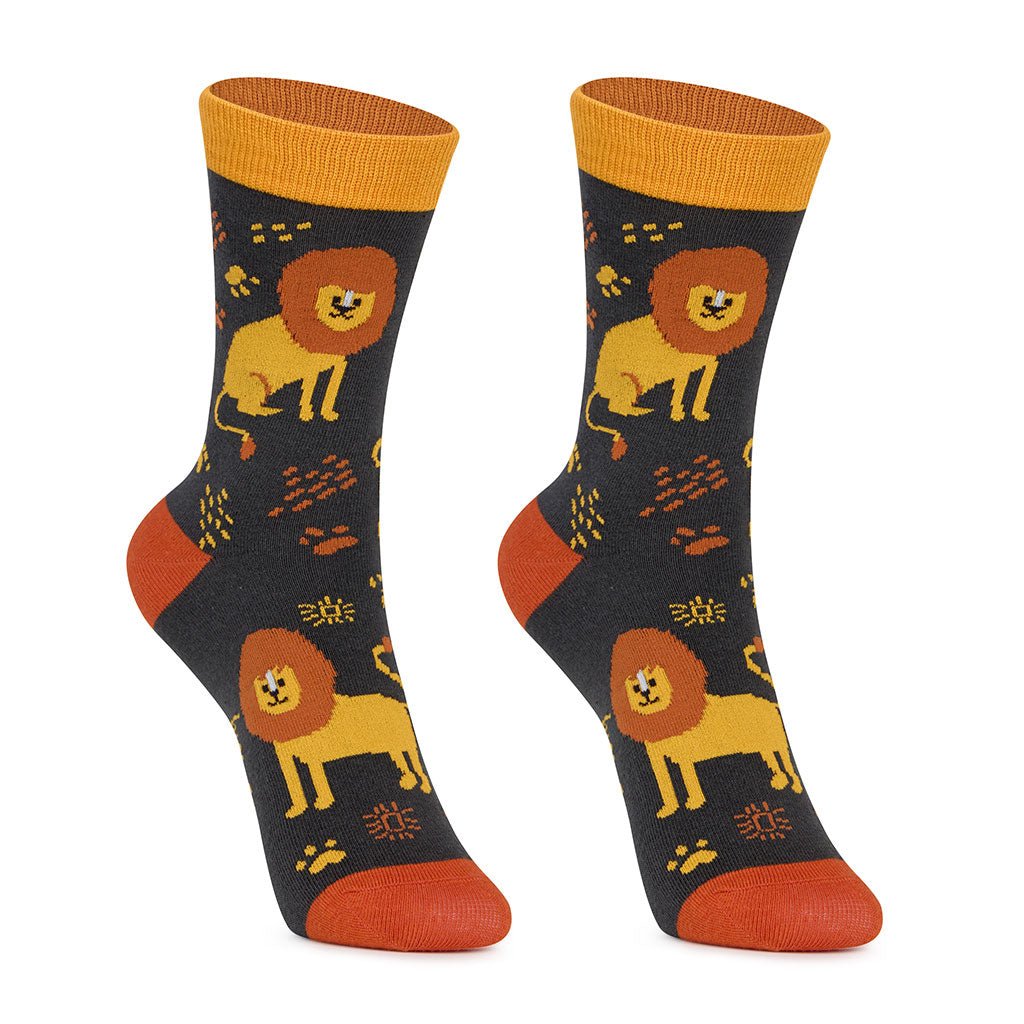 Calcetines divertidos de algodón para niños, resistentes y originales "Leones"-Kylie Crazy