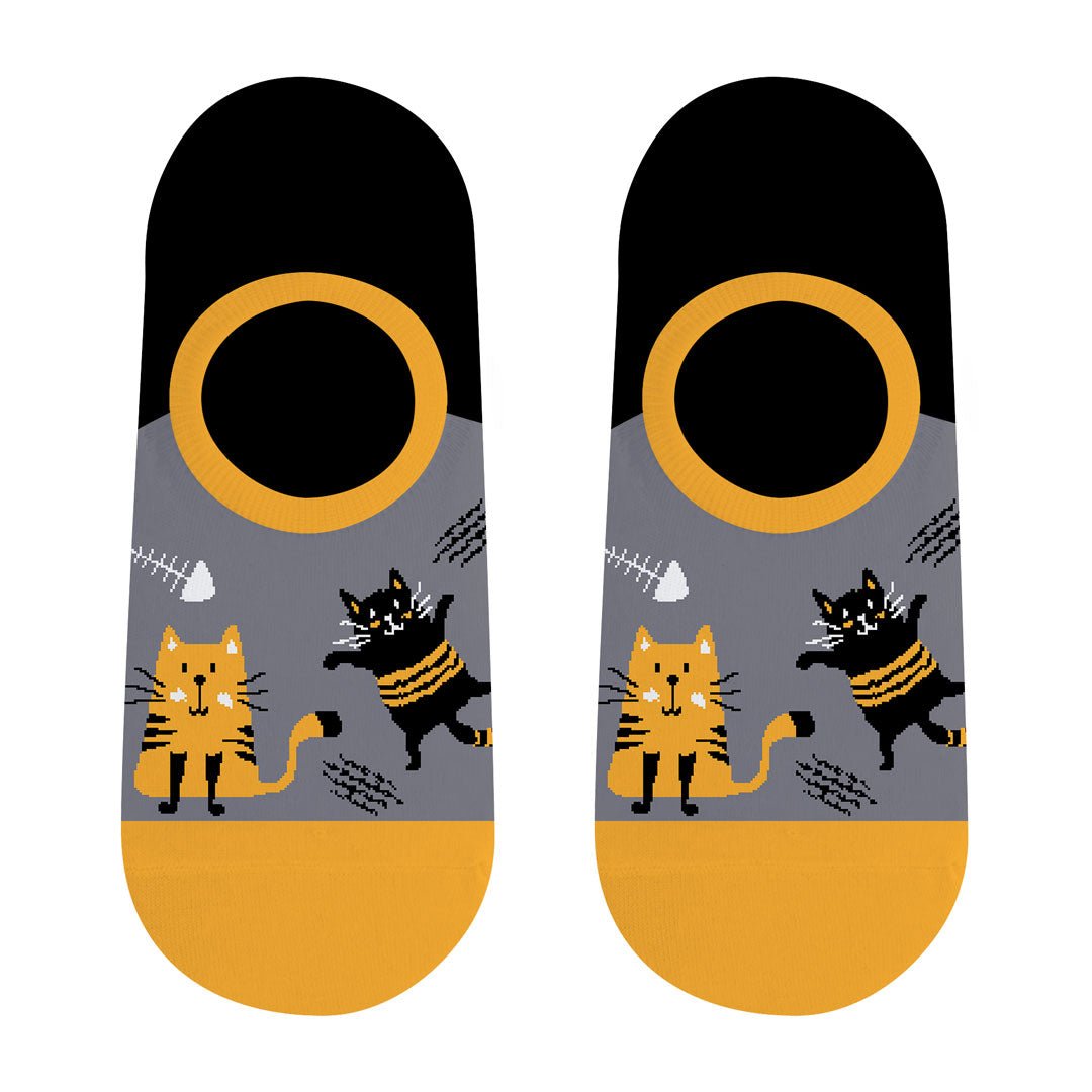 Calcetines invisibles de algodón, divertidos y originales en color gris. "Gatos"-Kylie Crazy
