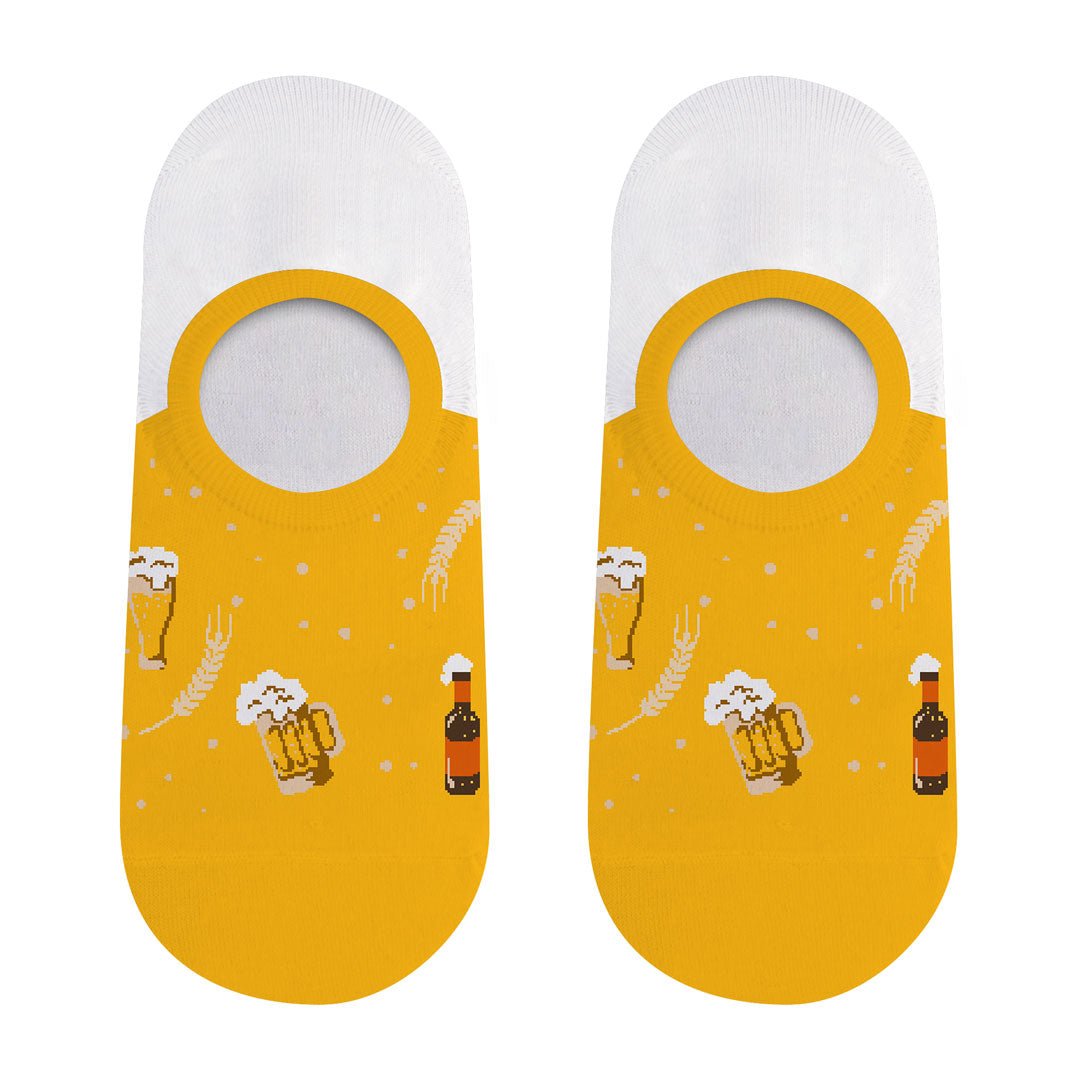 Calcetines invisibles de algodón, divertidos y originales en color naranja y blanco. "Cerveza"-Kylie Crazy