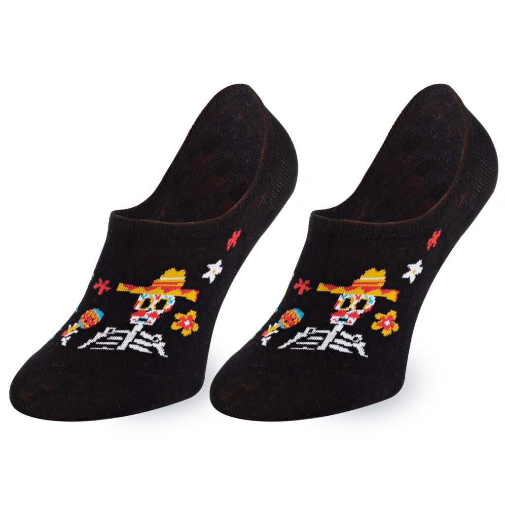 Calcetines invisibles de algodón, divertidos y originales en Negro. "Catrina Mariachi"-Kylie Crazy