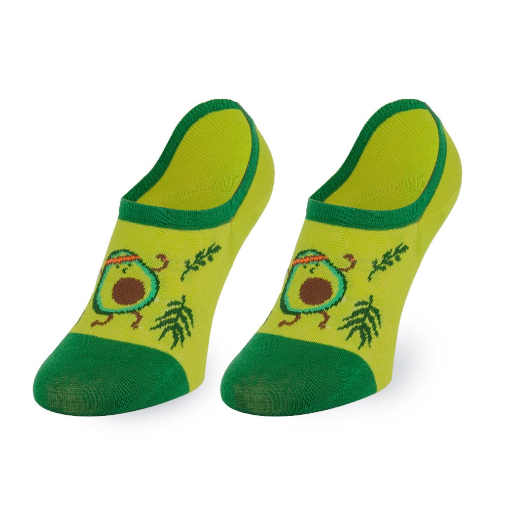 Calcetines invisibles de algodón, divertidos y originales en tonos verdes. "Aguacate"-Kylie Crazy