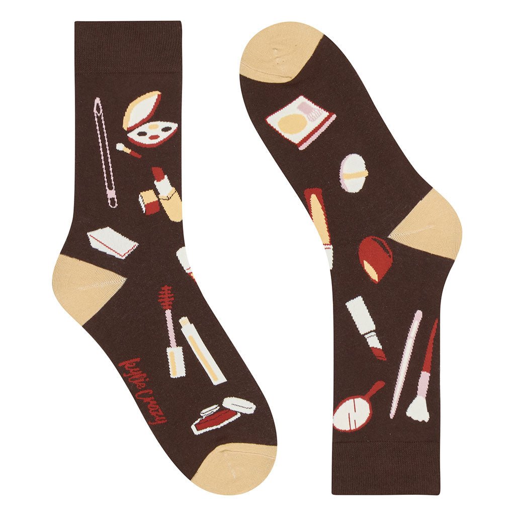 Calcetines largos de algodón, originales y divertidos, "Maquillaje"-Kylie Crazy