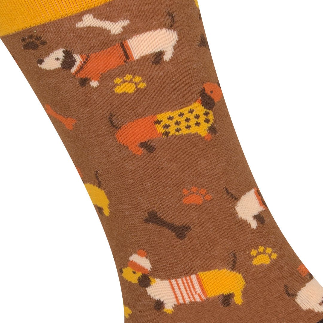 Calcetines largos de algodón, originales y divertidos, Puppy marrón-Kylie Crazy