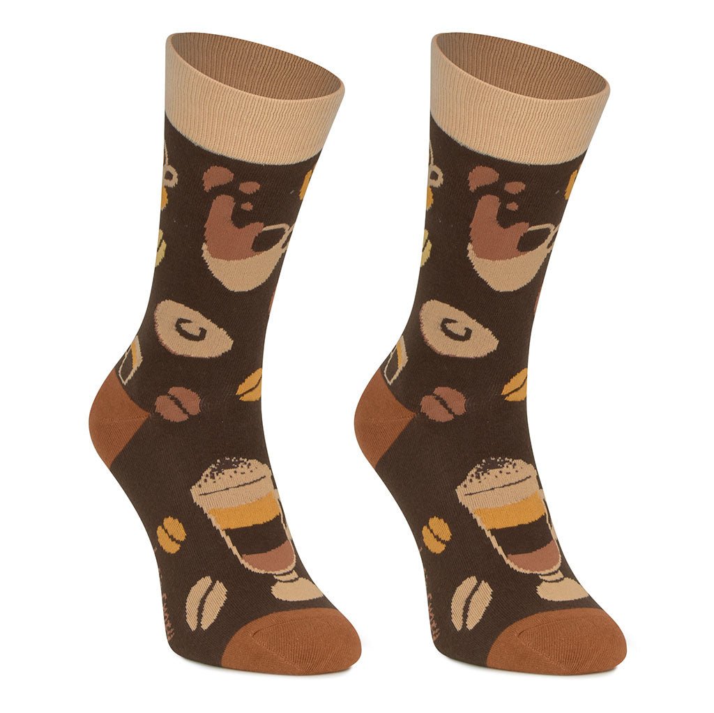 Calcetines media-caña de algodón, originales y divertidos, "Cafe"-Kylie Crazy