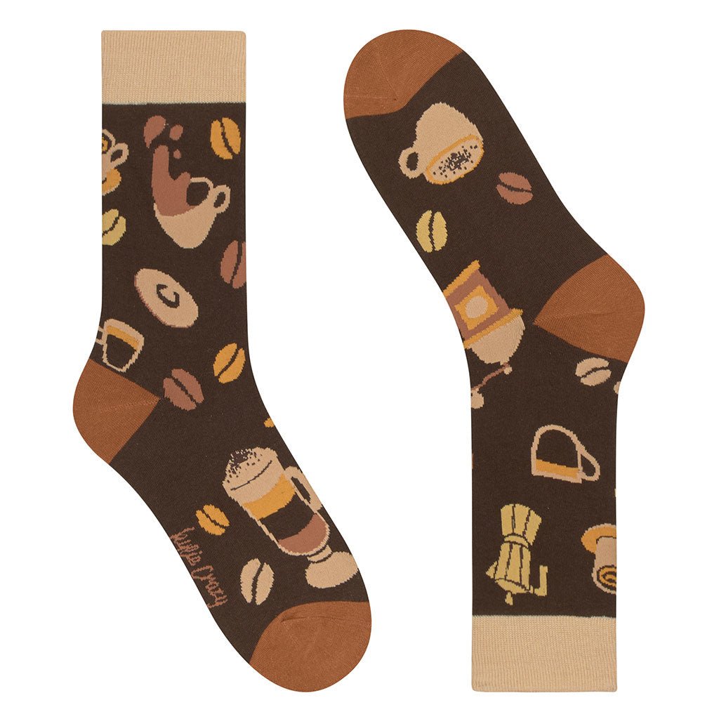 Calcetines media-caña de algodón, originales y divertidos, "Cafe"-Kylie Crazy