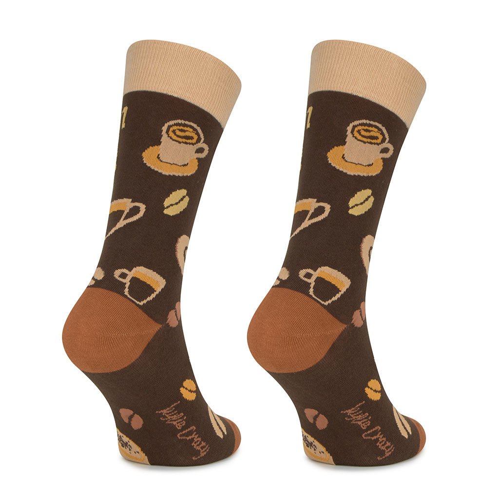 Calcetines media-caña de algodón, originales y divertidos, "Cafe"-Kylie Crazy
