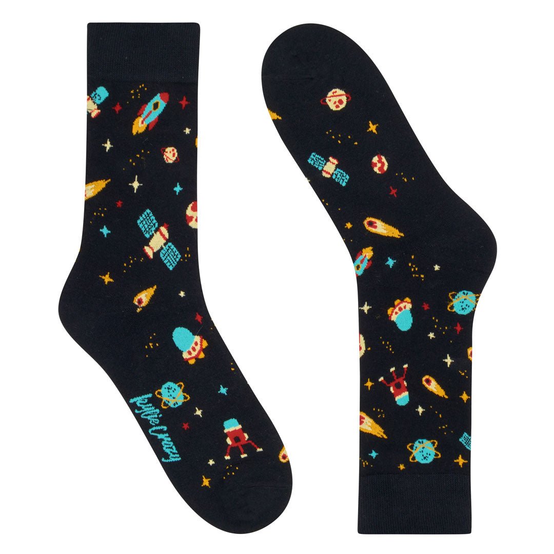 Calcetines media-caña de algodón, originales y divertidos, "Galaxy"-Kylie Crazy