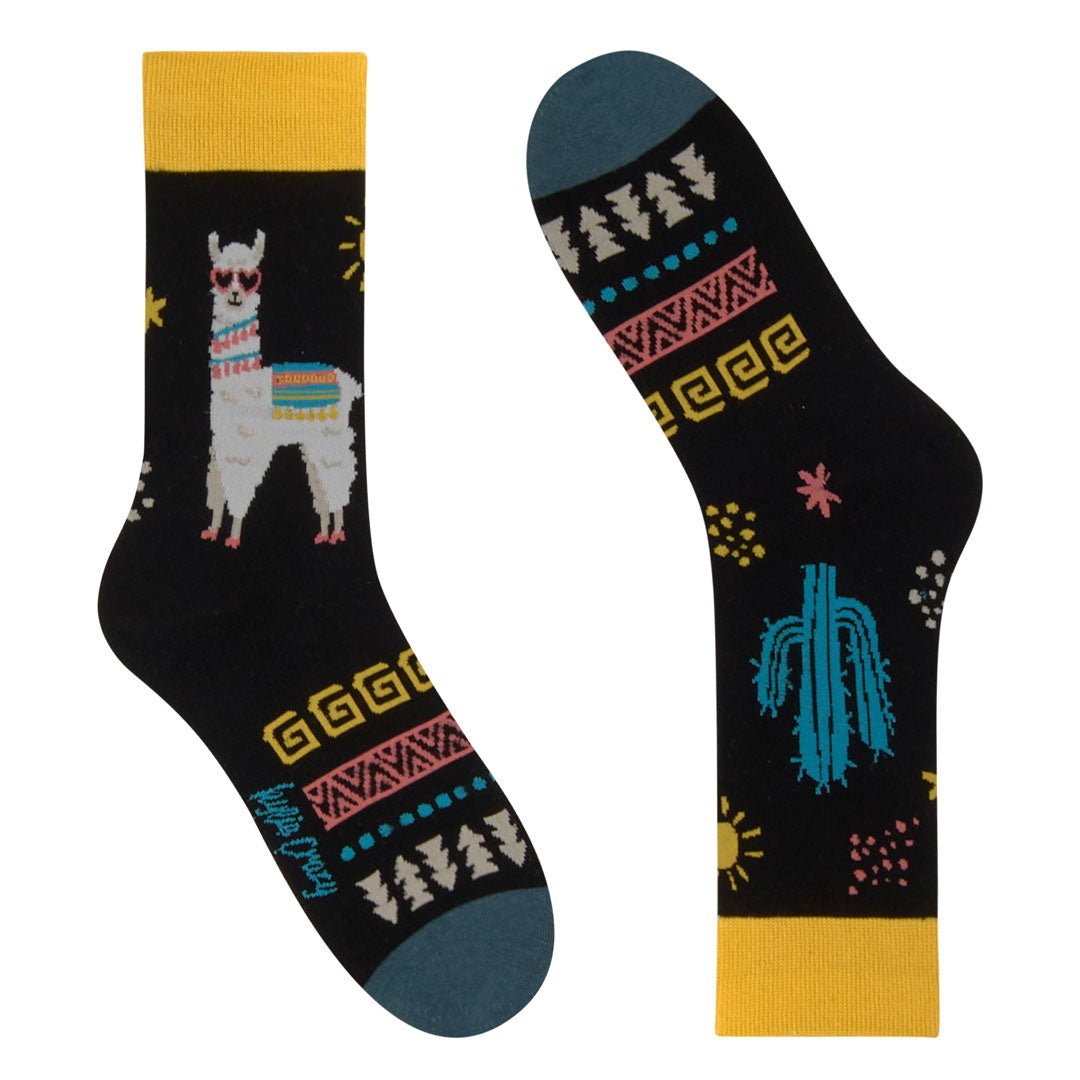 Calcetines media-caña de algodón, originales y divertidos, "Llama"-Kylie Crazy