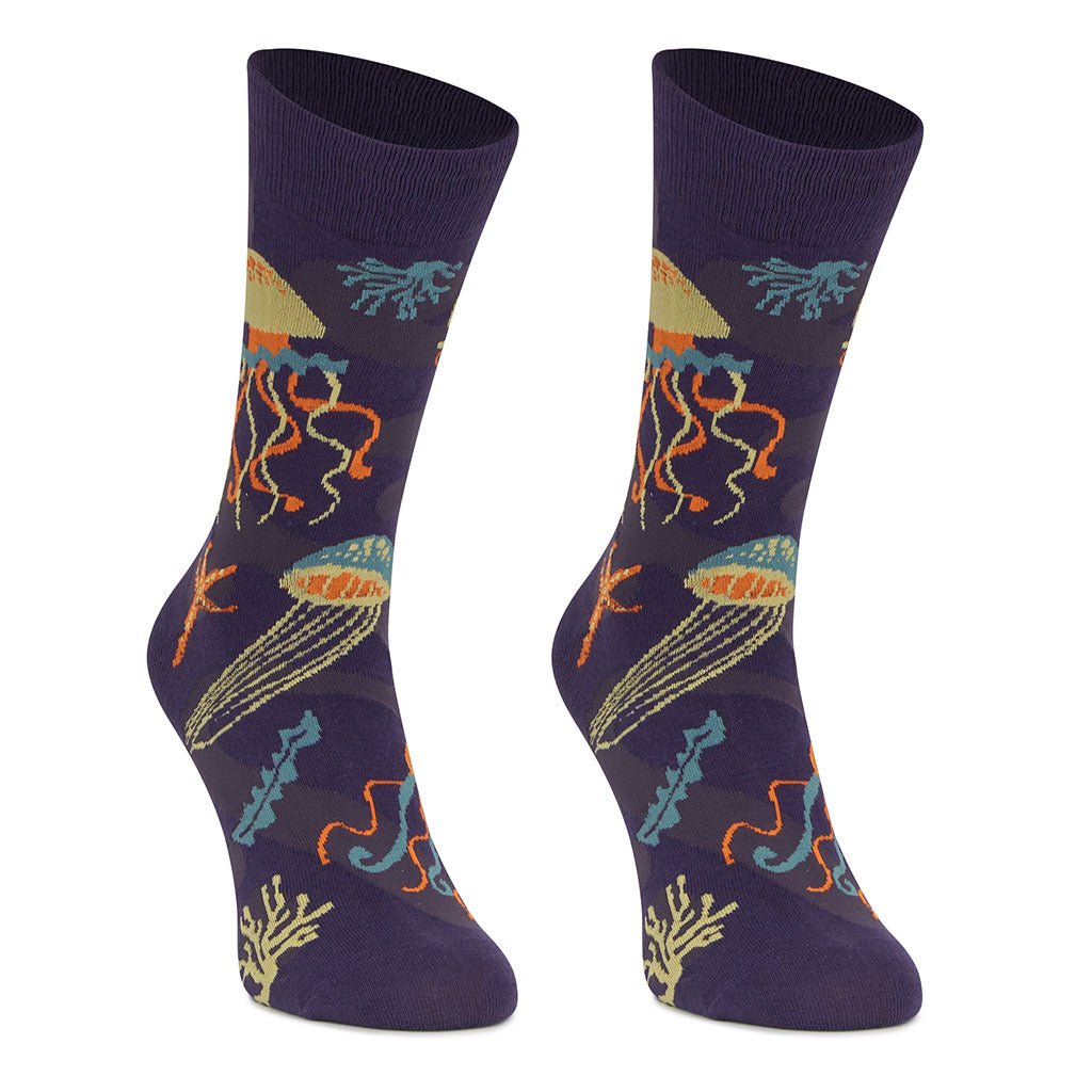 Calcetines media-caña de algodón, originales y divertidos, "Medusa noche"-Kylie Crazy