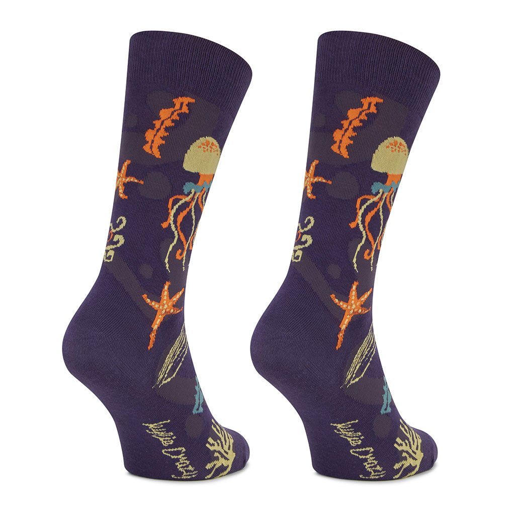Calcetines media-caña de algodón, originales y divertidos, "Medusa noche"-Kylie Crazy