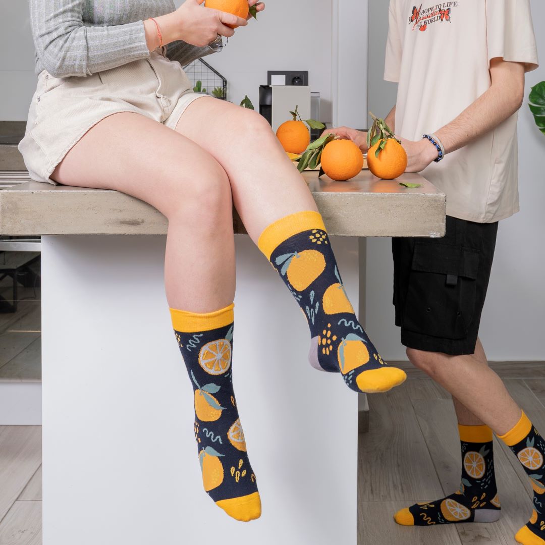 Calcetines media-caña de algodón, originales y divertidos, "NARANJA"-Kylie Crazy