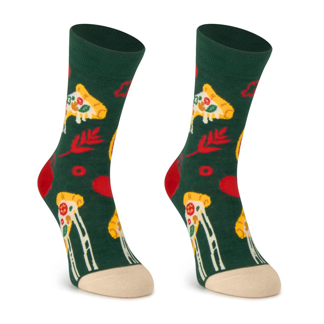 Calcetines media-caña de algodón, originales y divertidos, "Pizza"-Kylie Crazy
