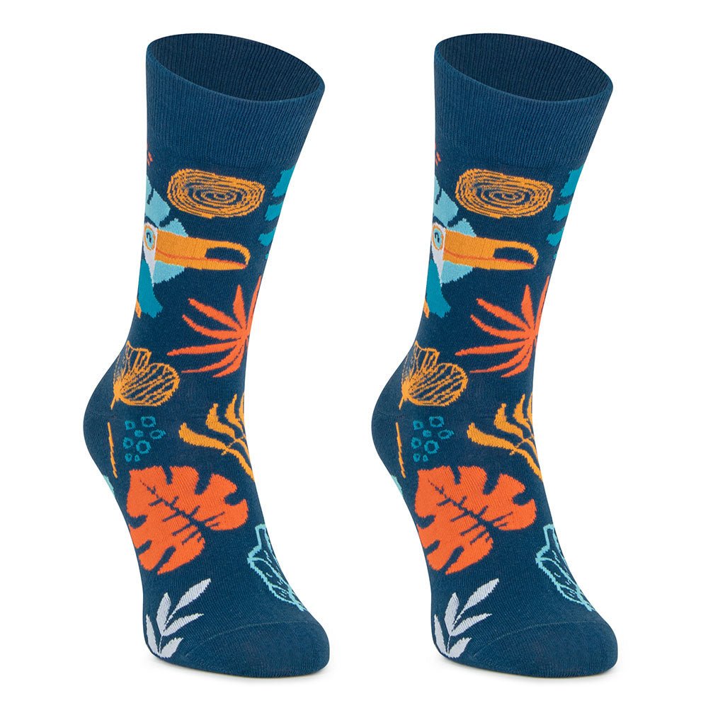 Calcetines media-caña de algodón, originales y divertidos, "Tropical noche"-Kylie Crazy