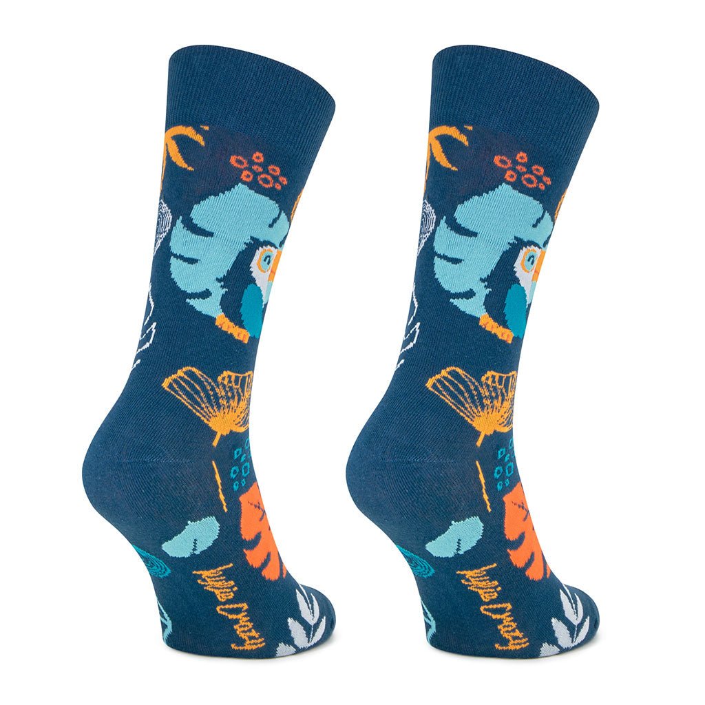 Calcetines media-caña de algodón, originales y divertidos, "Tropical noche"-Kylie Crazy