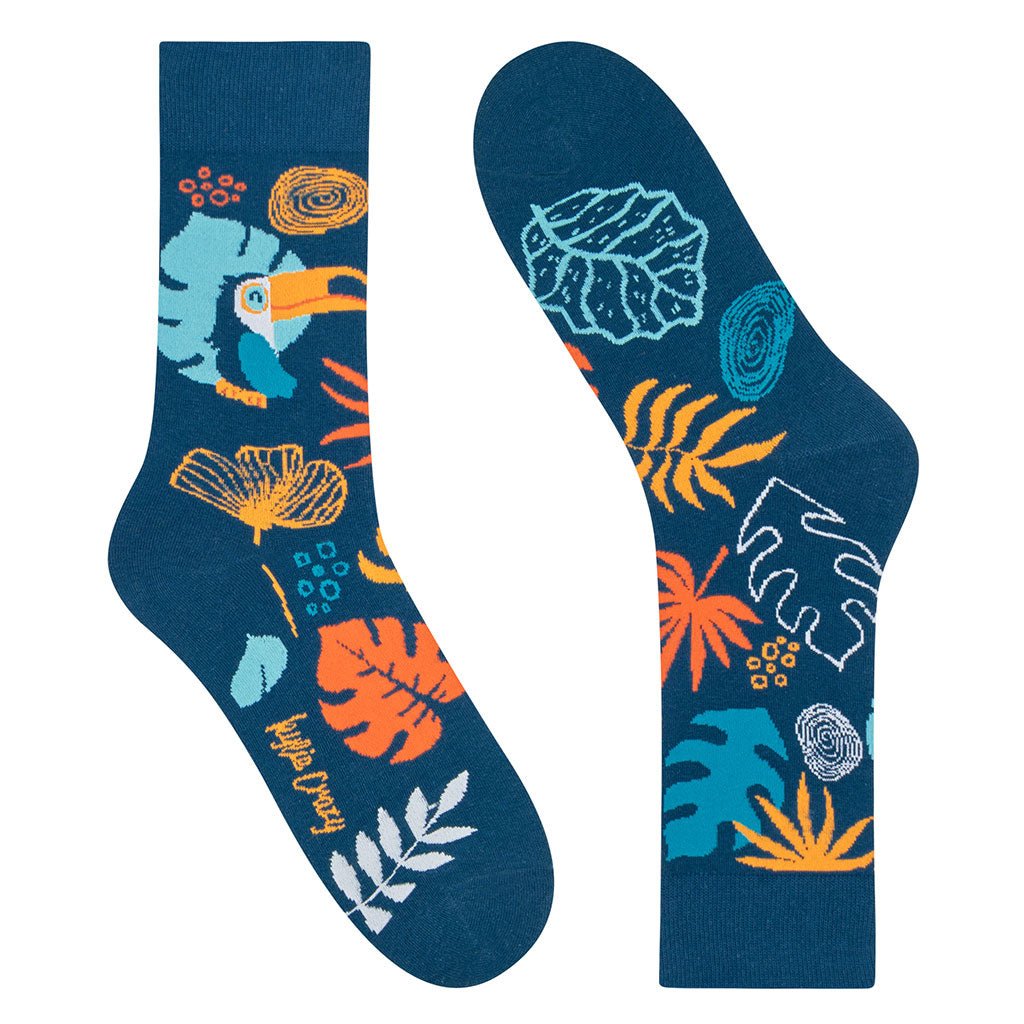 Calcetines media-caña de algodón, originales y divertidos, "Tropical noche"-Kylie Crazy