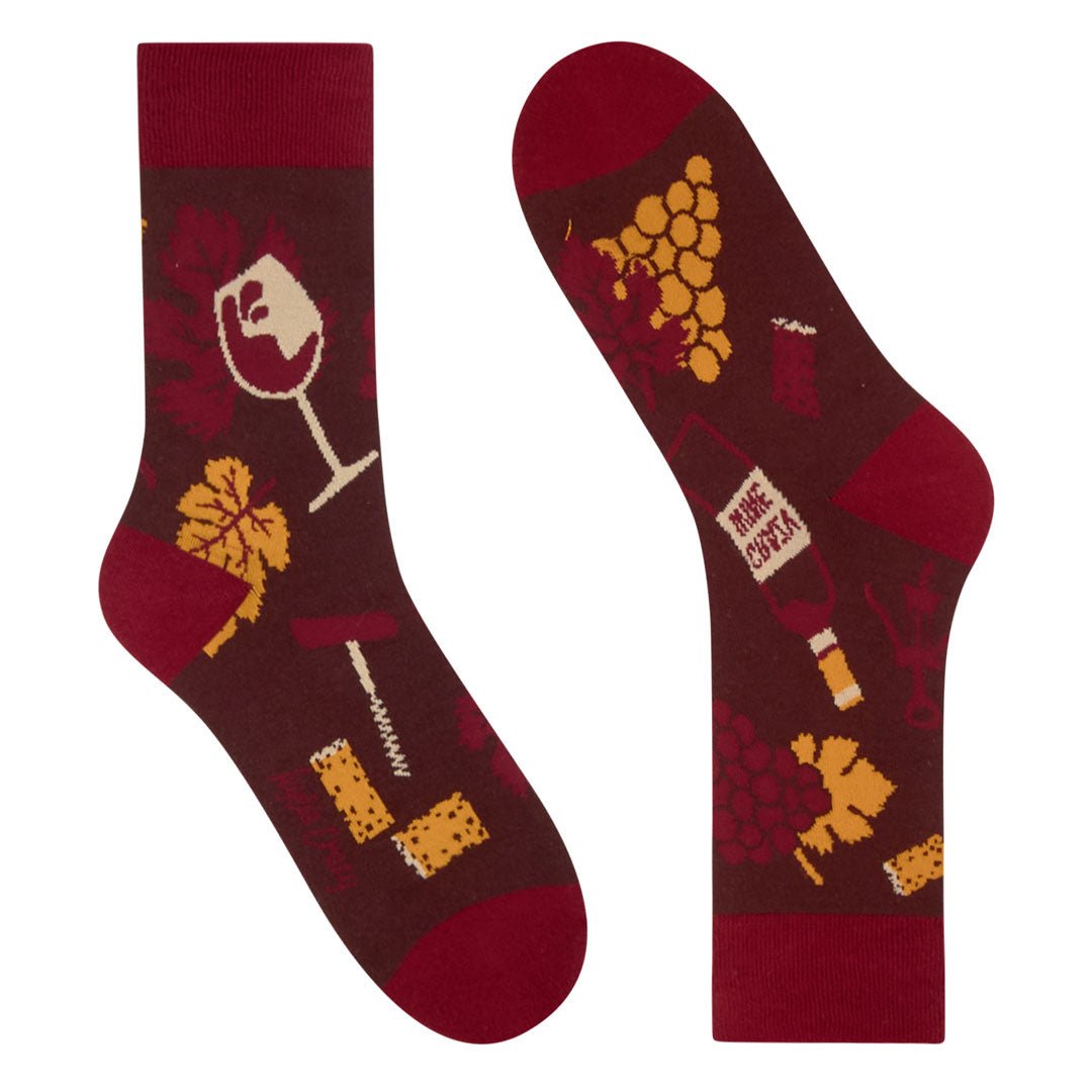 Calcetines media-caña de algodón, originales y divertidos, "Vino"-Kylie Crazy