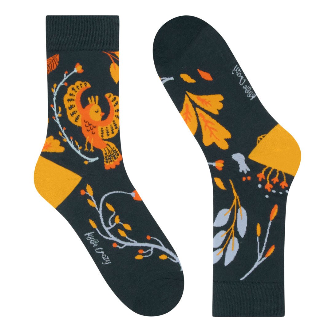 Calcetines sin costura y diseños desiguales de algodón, originales y divertidos, "Birds"-Kylie Crazy