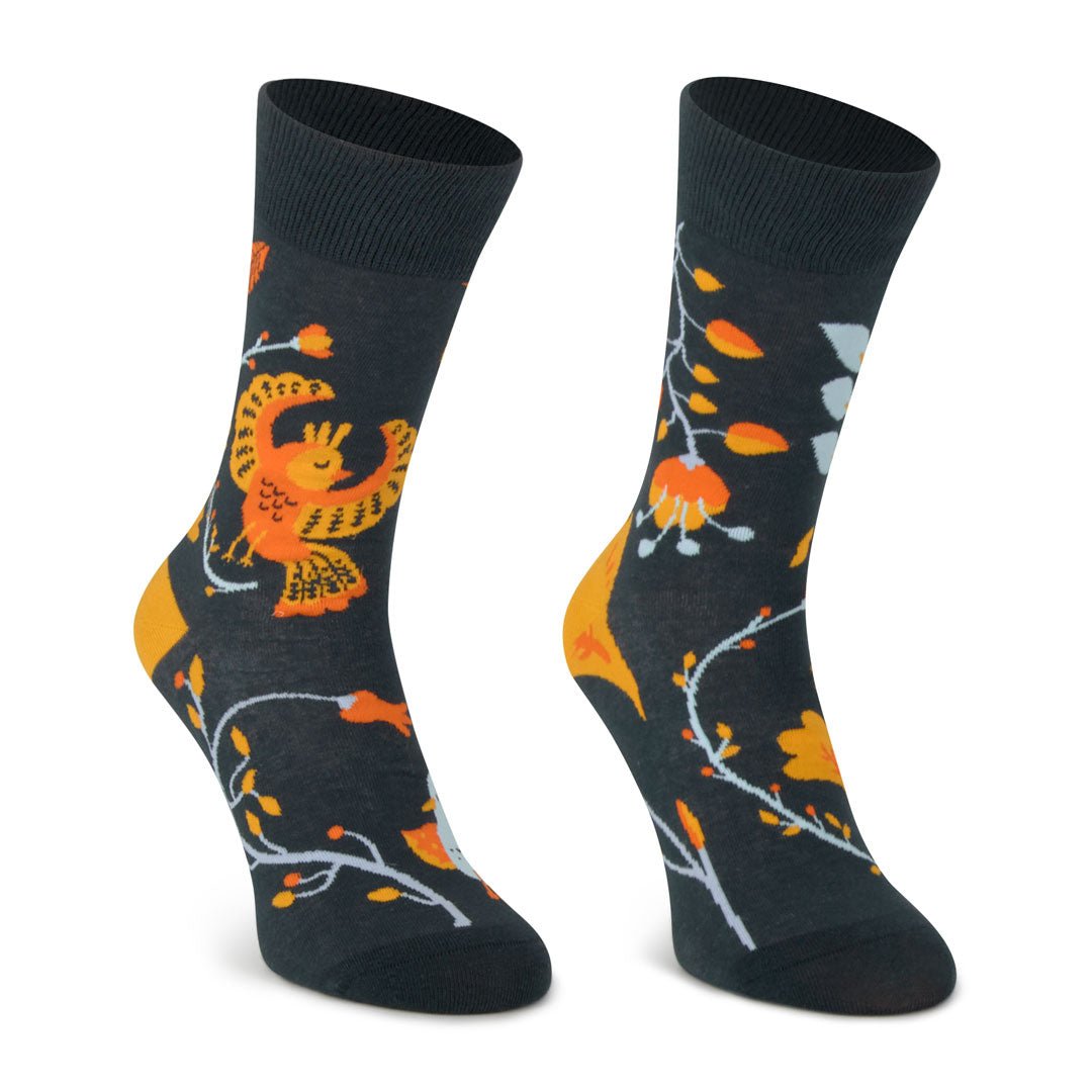Calcetines sin costura y diseños desiguales de algodón, originales y divertidos, "Birds"-Kylie Crazy