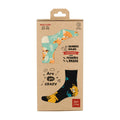 Pack cajita regalo con leyenda, contiene dos pares de calcetines, talla única de niño 28-35 