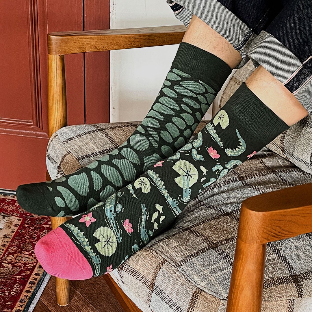 Calcetines divertidos de algodón "sin costuras". COCODRILO - Kylie Crazy