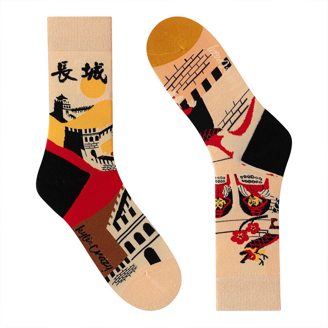 Calcetines divertidos de algodón "sin costuras". LA GRAN MURALLA CHINA - Kylie Crazy